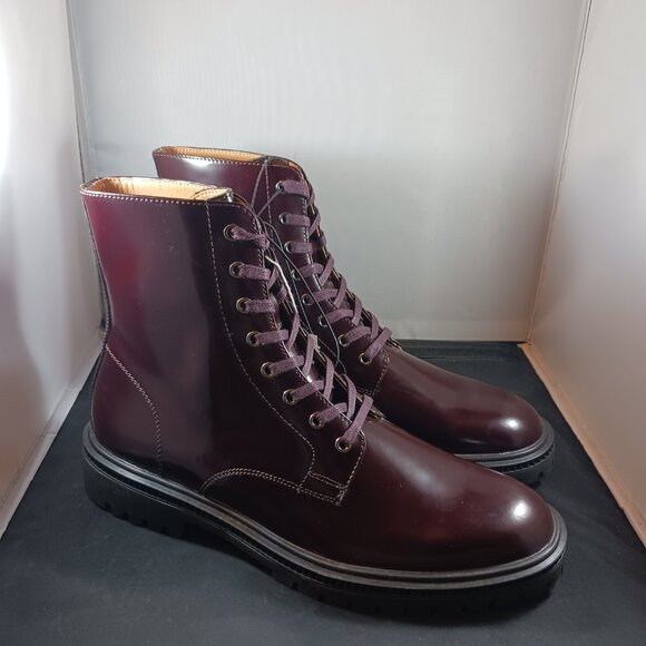 Express $148 Burgundy Women's Patent Leather Combat Boots size 10 - Picture 11 of 11